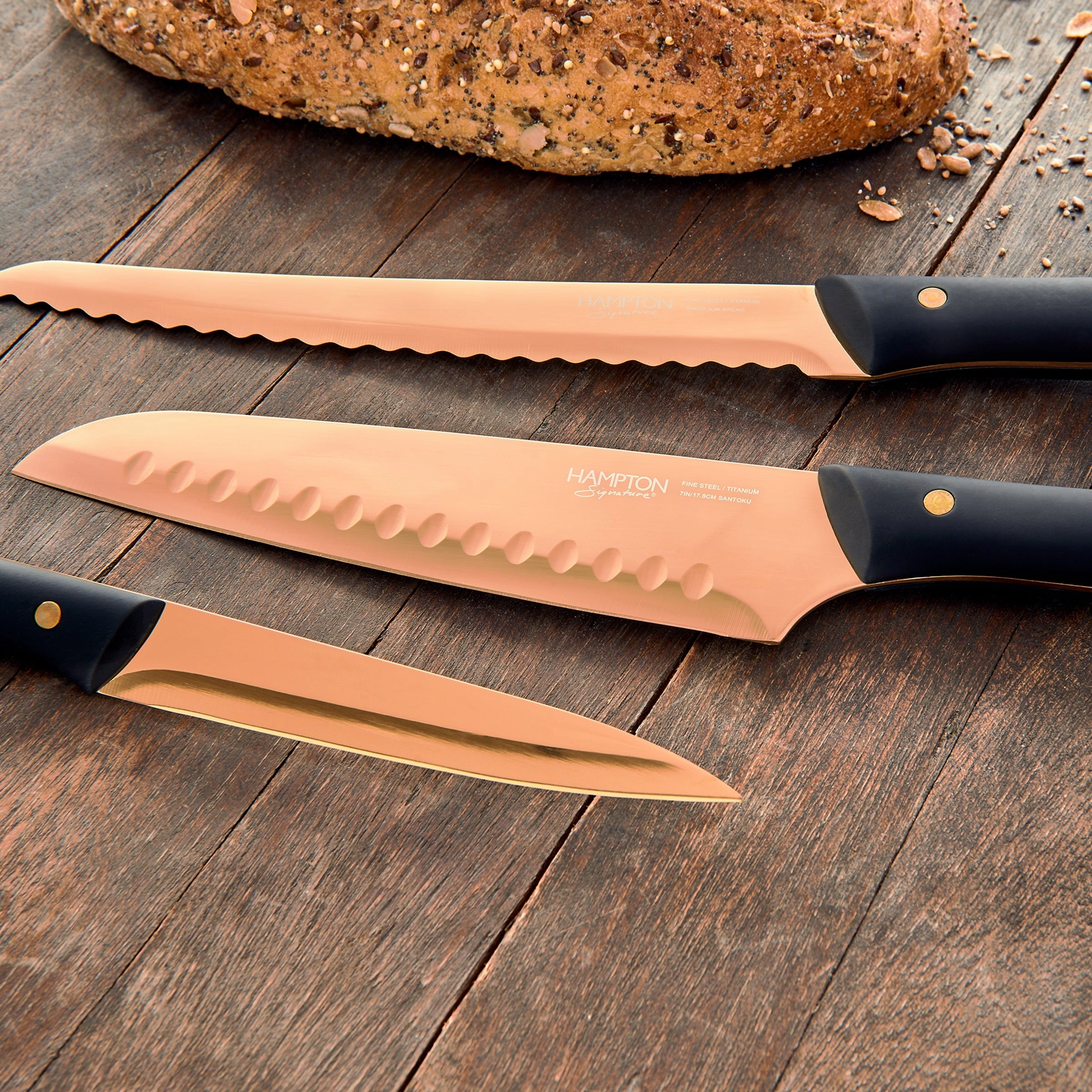 Knight 13 Piece Cutlery Block Set - Copper