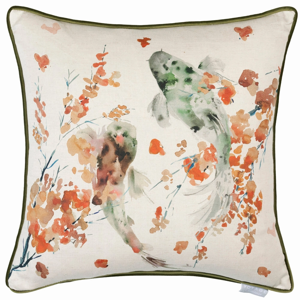 Koi Carp Printed Cushion Peridot