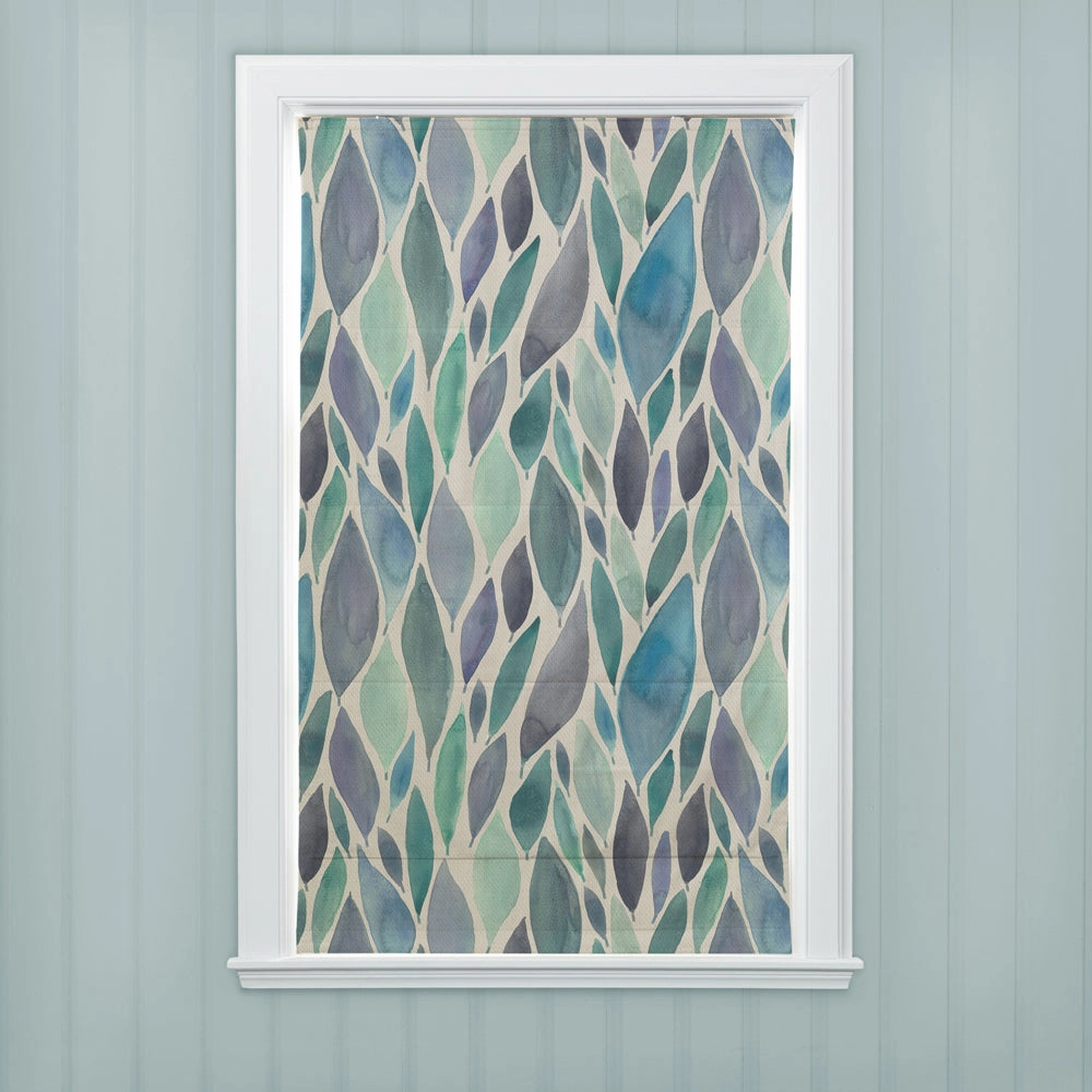 Koyo Printed Cotton Made to Measure Roman Blinds Aqua