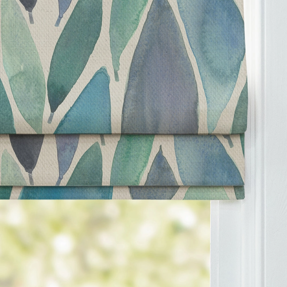 Koyo Printed Cotton Made to Measure Roman Blinds Aqua