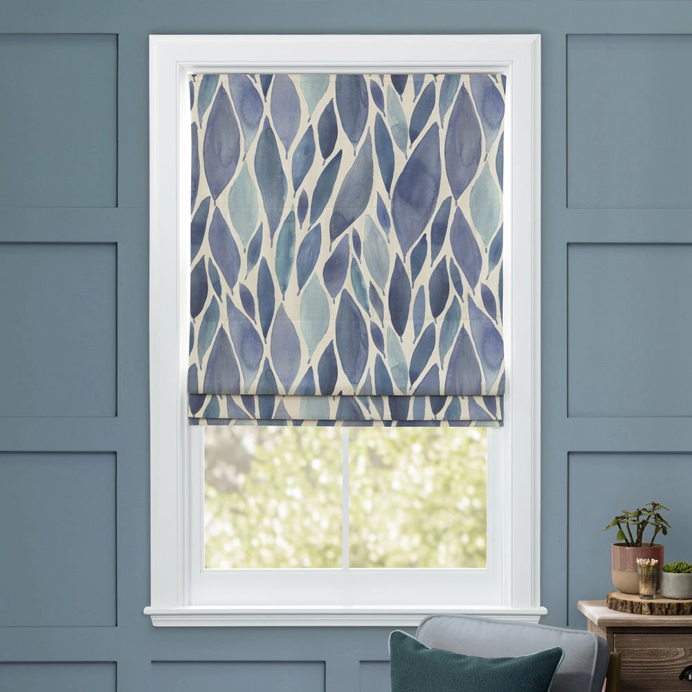 Koyo Printed Cotton Made to Measure Roman Blinds Cobalt