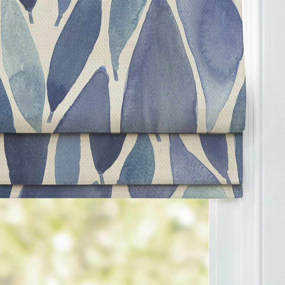 Koyo Printed Cotton Made to Measure Roman Blinds Cobalt