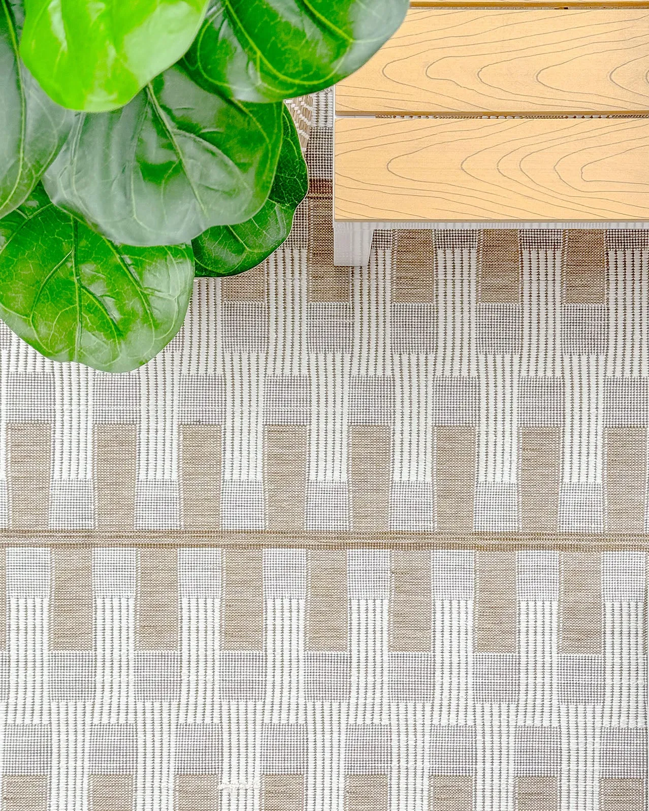Krystal Brown and Ivory Geometric Flatweave Indoor Outdoor Rug