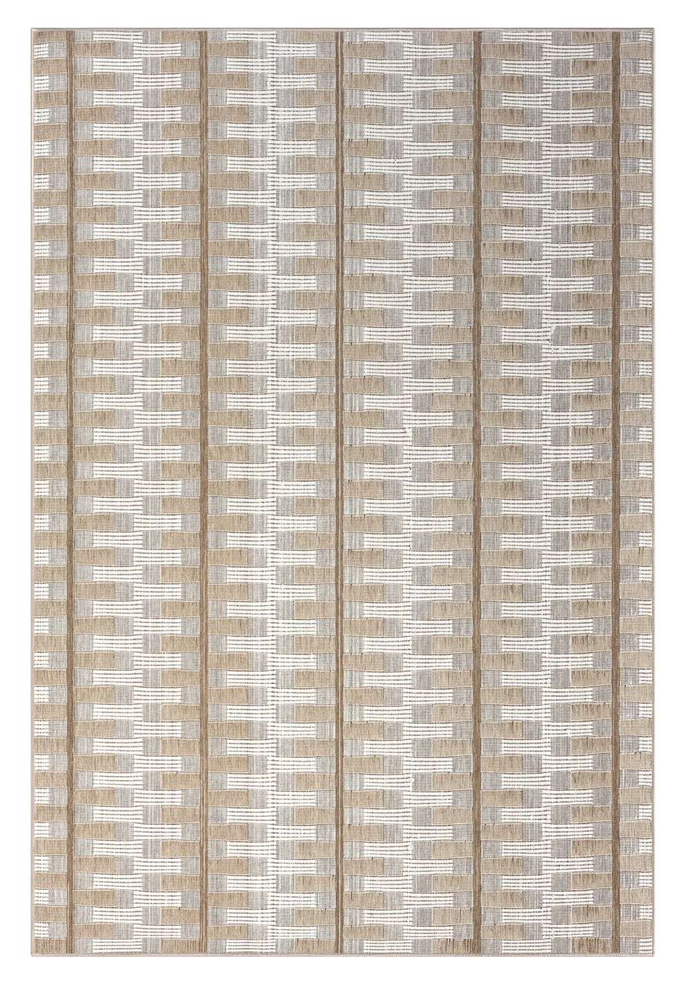 Krystal Brown and Ivory Geometric Flatweave Indoor Outdoor Rugmodern color block patchwork rug