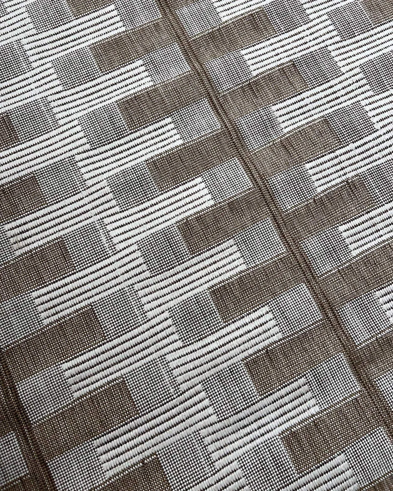 Krystal Brown and Ivory Geometric Flatweave Indoor Outdoor Rug