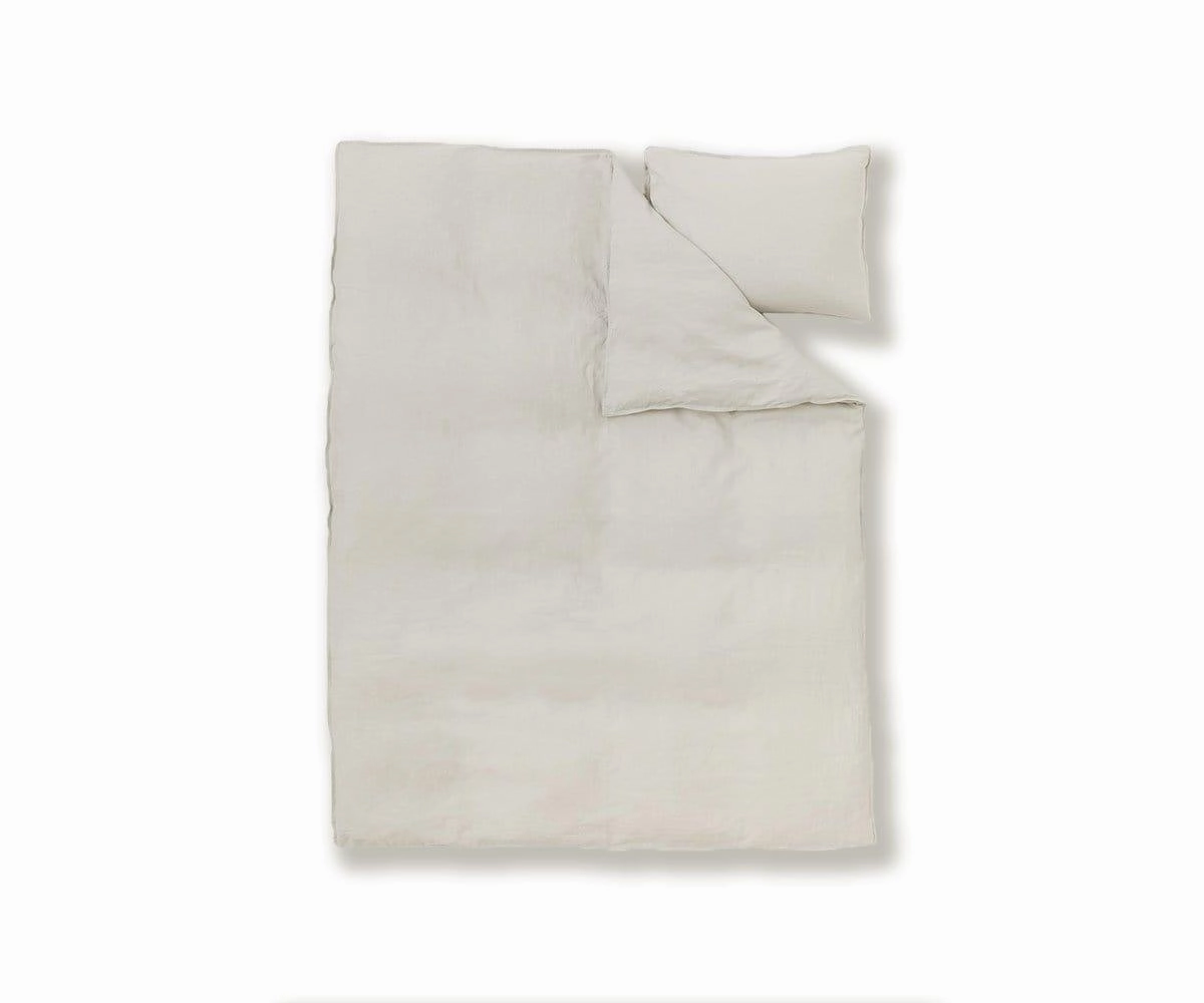 Laila Linen Duvet Cover   Shams Set - Light Grey