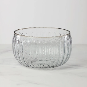 Large Ruffle Glass Lines Artisan Crafted Bowlmodern kitchen decor ,kitchen dinner set ,dinnerware 