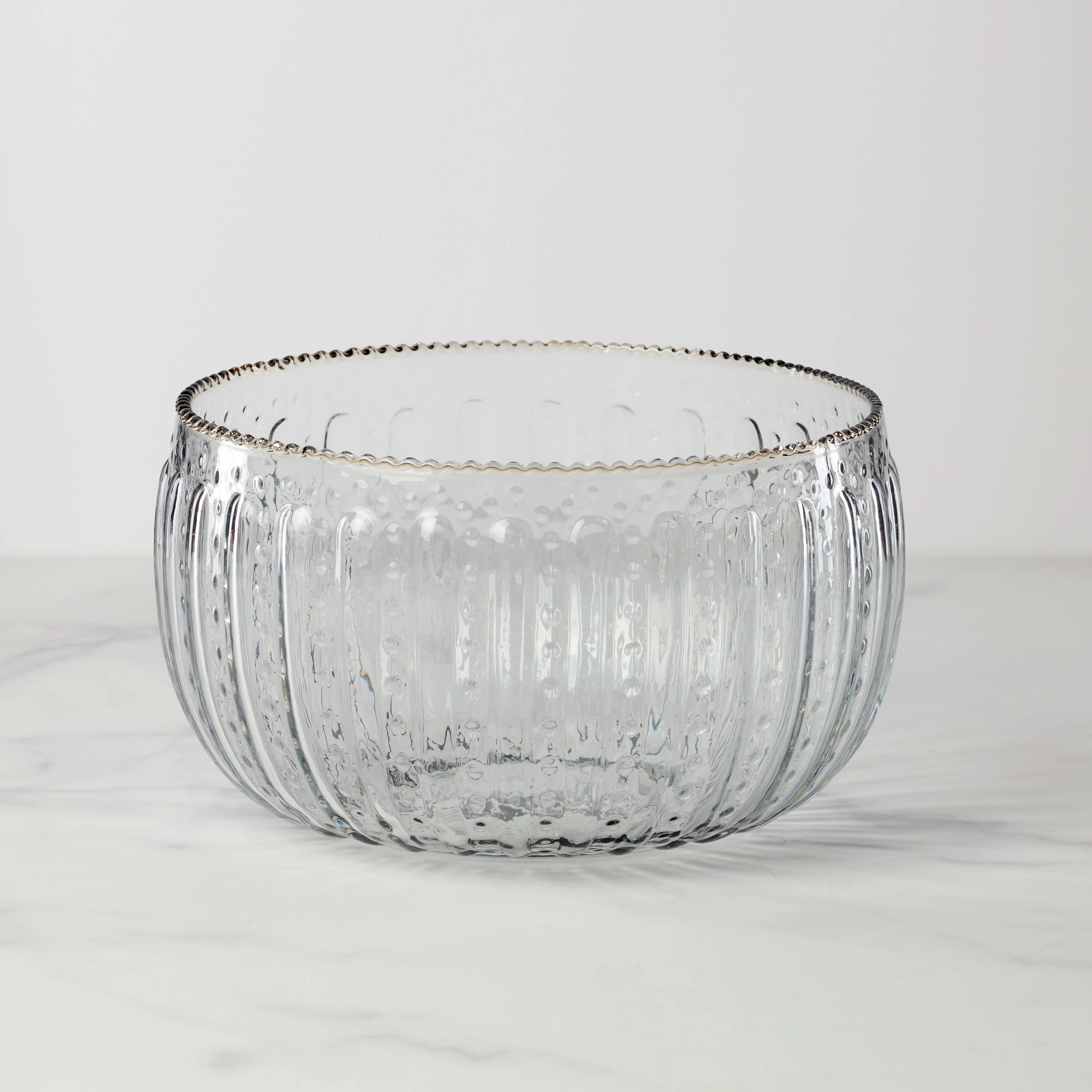 Large Ruffle Glass Lines Artisan Crafted Bowlafternoon tea dessert tray