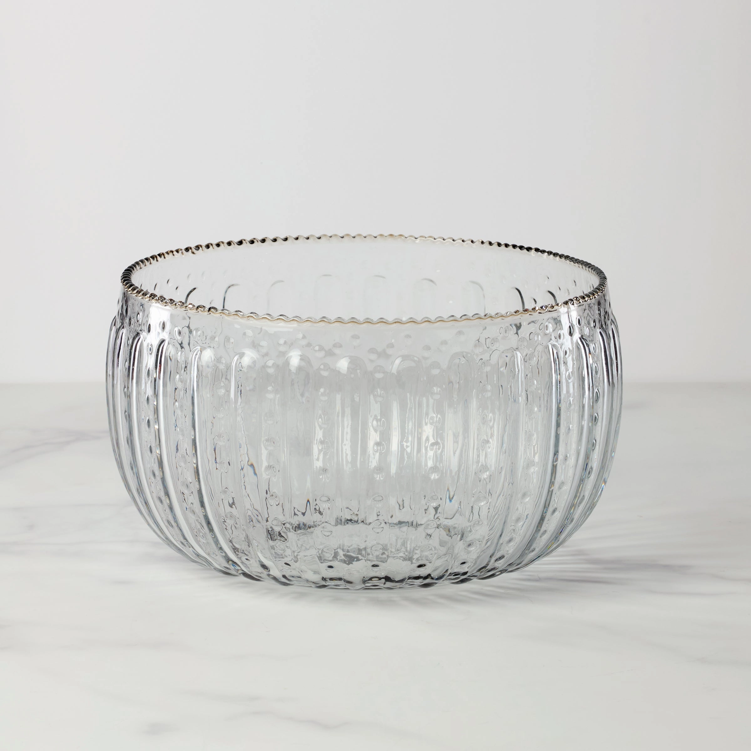 Large Ruffle Glass Lines Artisan Crafted Bowlafternoon tea dessert tray