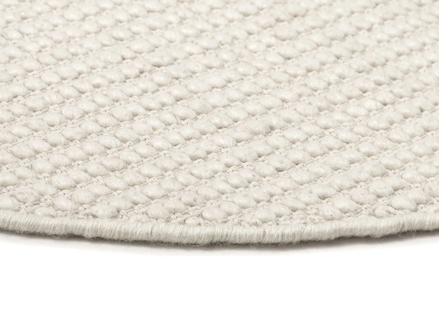 Larvic Ivory Chunky Wool Round Rug