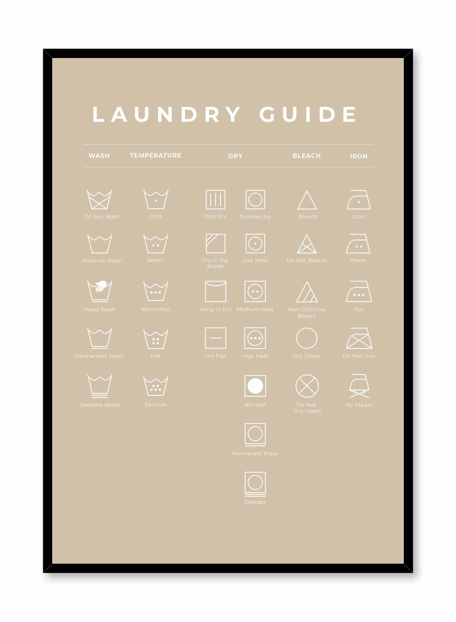 Laundry Guide in Beige, Posterpop culture themed posters