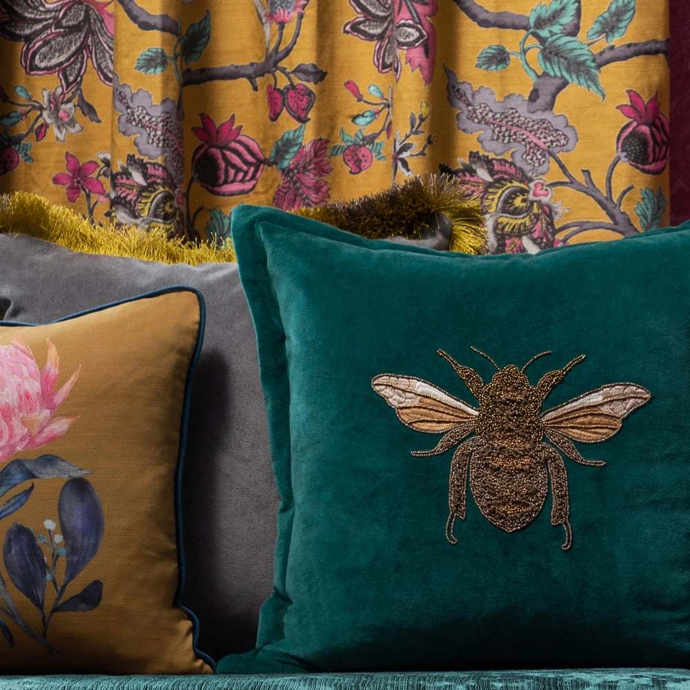 Layla Embroidered Feather Cushion Tealbedding sets ,throw blankets 