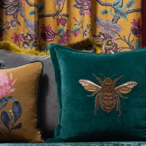 Layla Embroidered Feather Cushion Tealbedding sets ,throw blankets 