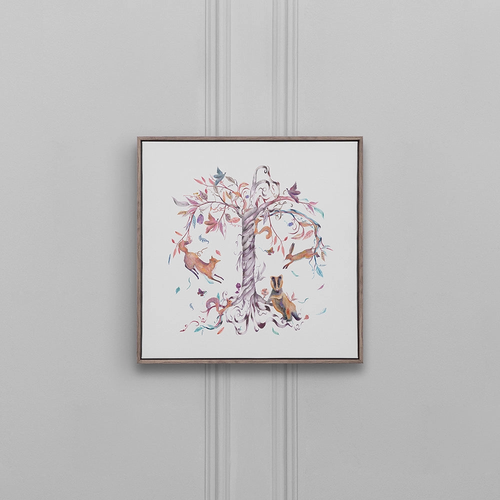 Leaping Into the Fauna Framed Canvas Stone
