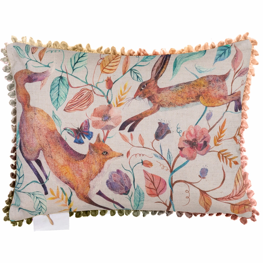 Leaping Into The Fauna Small Printed Cushion Linen