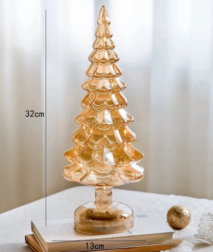 LED Battery Glass Light Up Christmas Trees