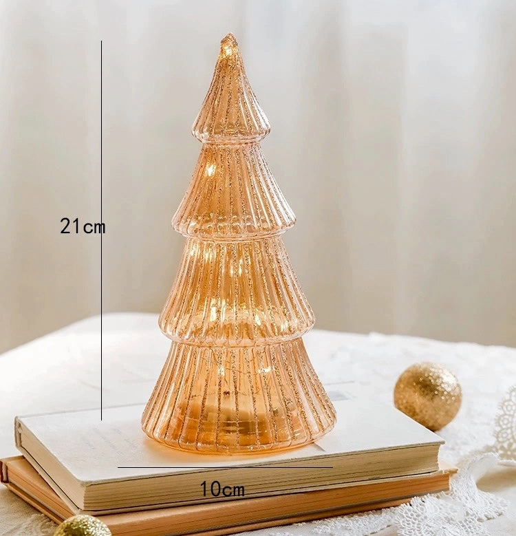 LED Battery Glass Light Up Christmas Trees