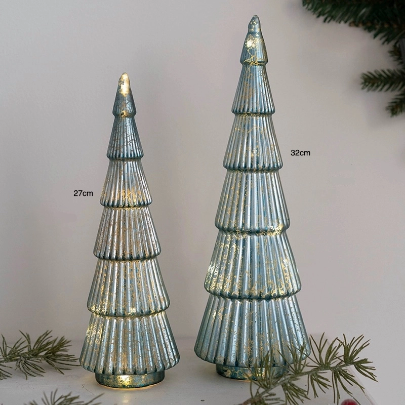 LED Battery Glass Light Up Christmas Trees