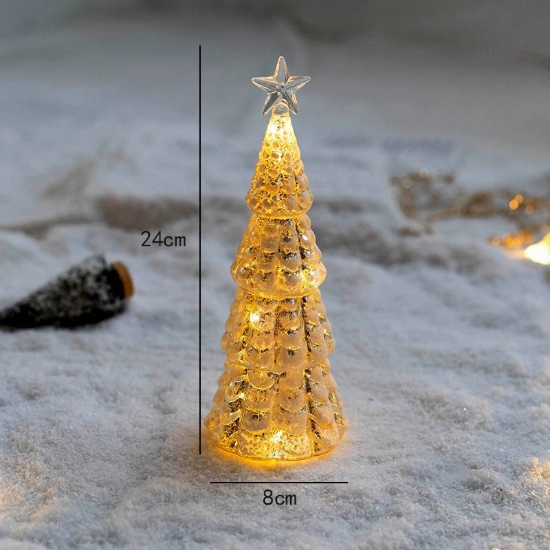 LED Battery Glass Light Up Christmas Trees