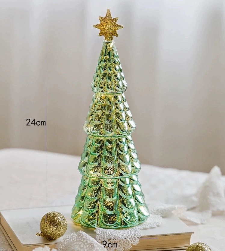 LED Battery Glass Light Up Christmas Trees