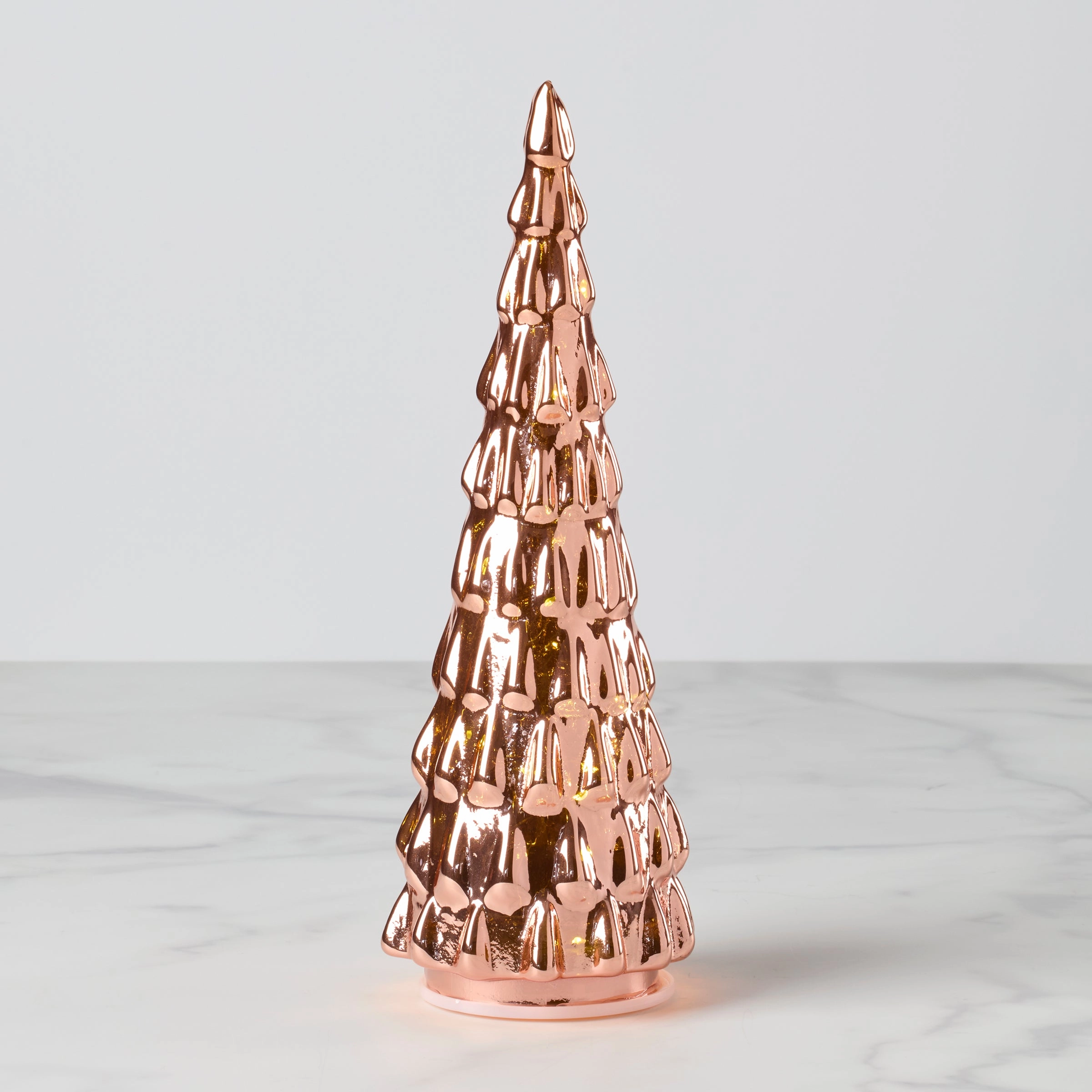 Led Lit Amber Glass Holiday Tree