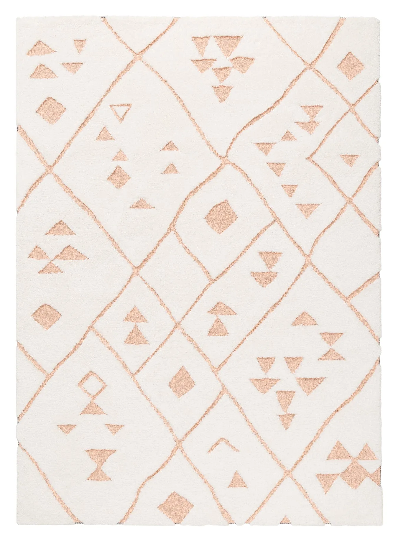 Leesha Cream and Peach Tribal Shag Rug *NO RETURNS UNLESS FAULTYmodern color block patchwork rug