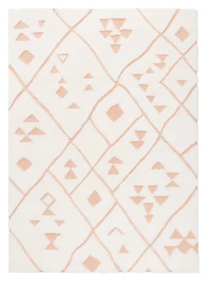 Leesha Cream and Peach Tribal Shag Rug *NO RETURNS UNLESS FAULTYmodern color block patchwork rug