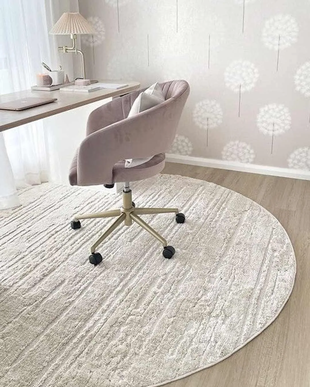 Leilani Ivory Cream Textured Round Rug