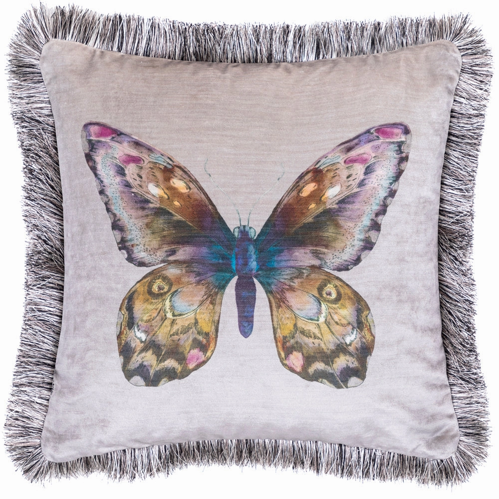 Lenore Printed Feather Cushion Silver