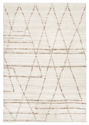 Leona Ivory Beige Tribal Wool Shag Rugmodern color block patchwork rug