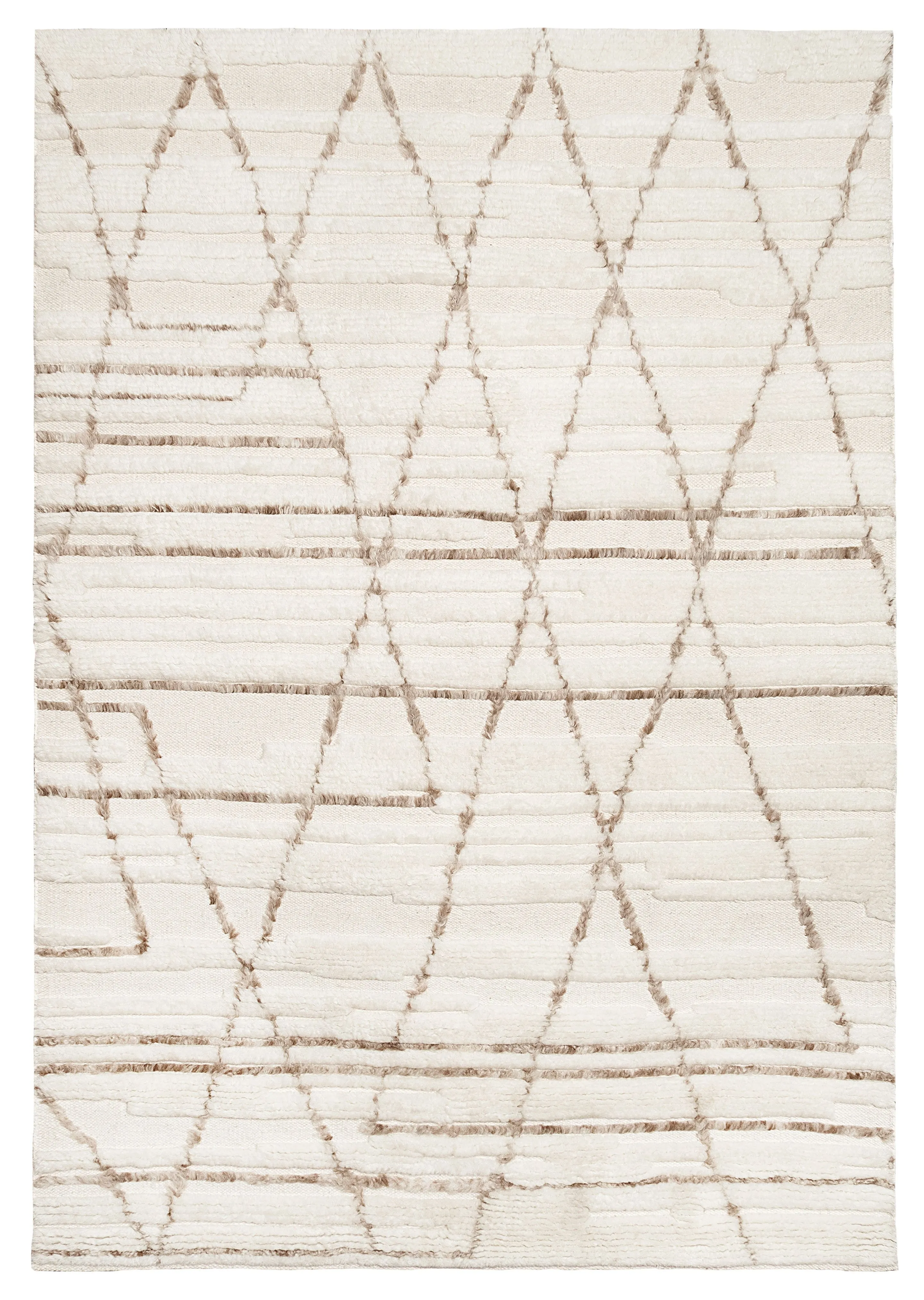Leona Ivory Beige Tribal Wool Shag Rugmodern color block patchwork rug