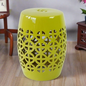 Lime Green Ceramic Chinese Drum Stoolhome decor ,wall decor 
