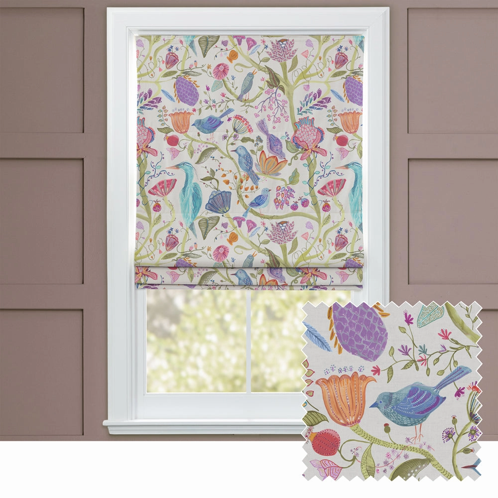 Lindu Printed Linen Made to Measure Roman Blinds Ecrubedding sets ,throw blankets 