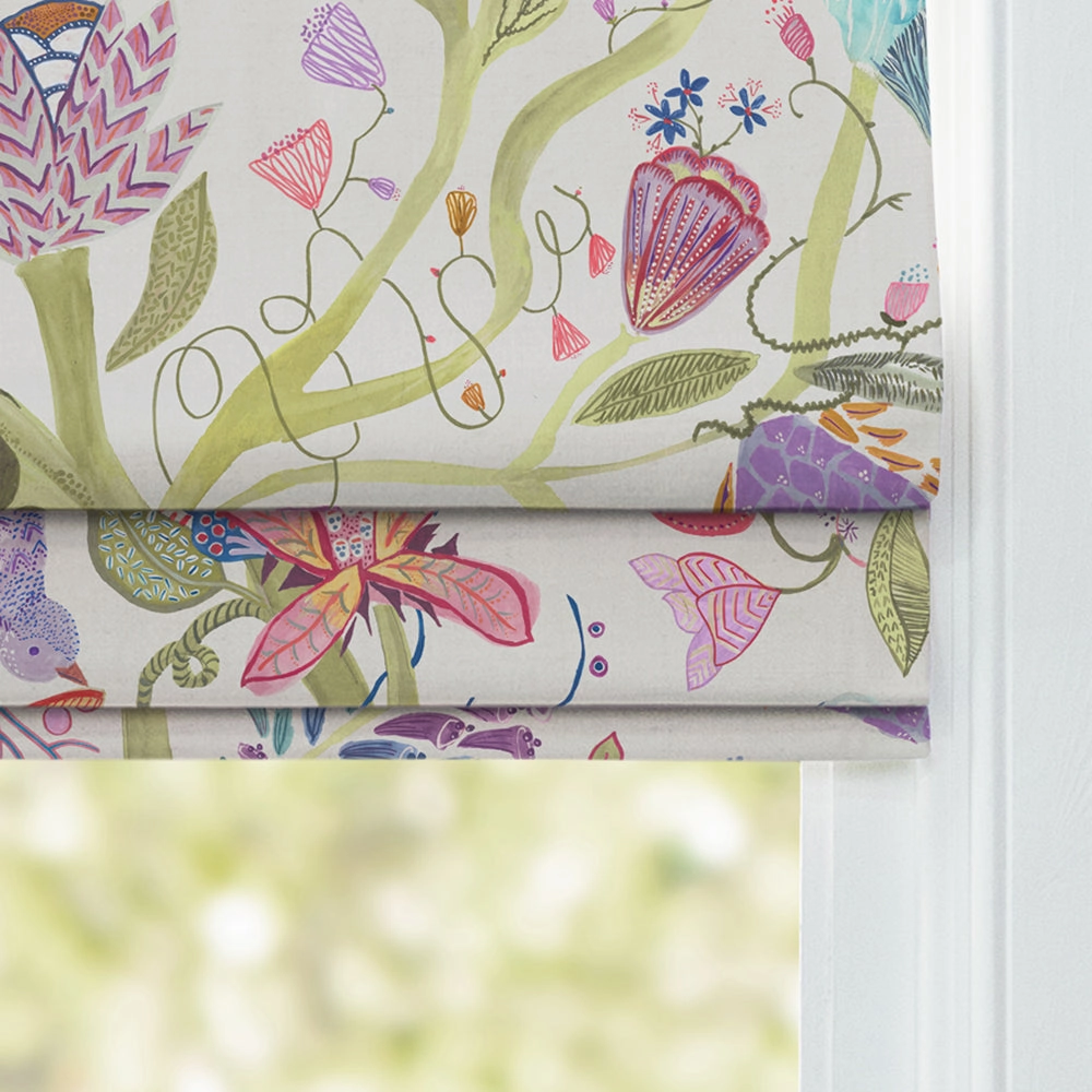 Lindu Printed Linen Made to Measure Roman Blinds Ecru