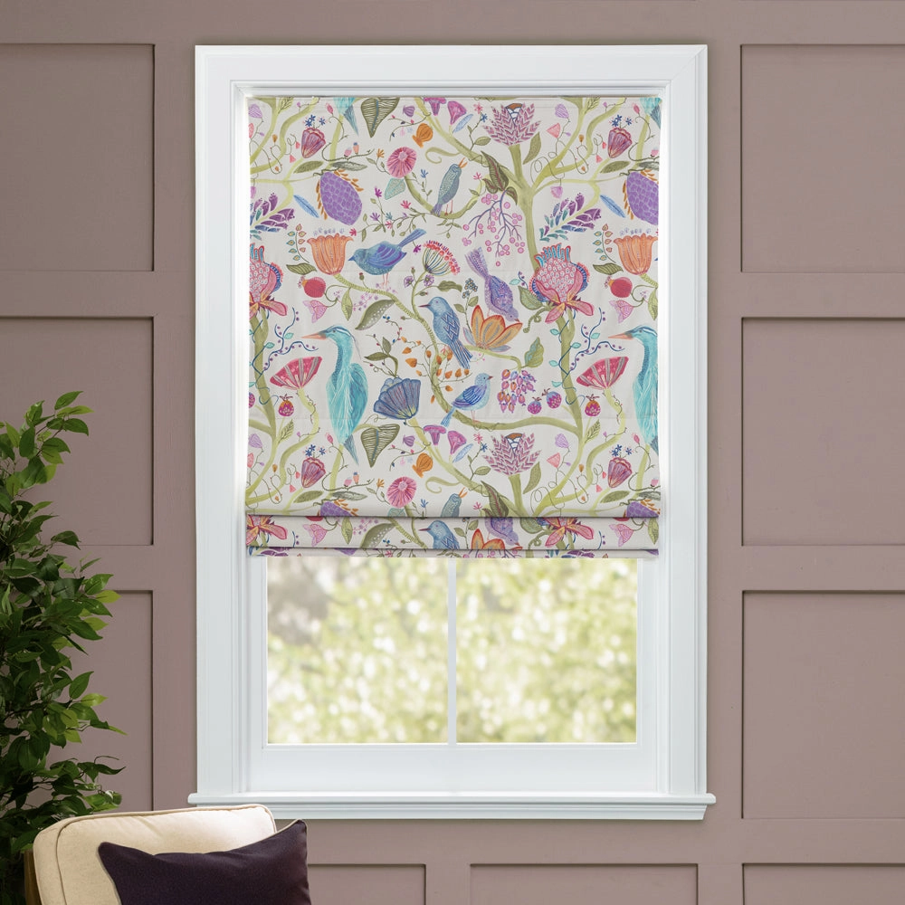 Lindu Printed Linen Made to Measure Roman Blinds Ecru