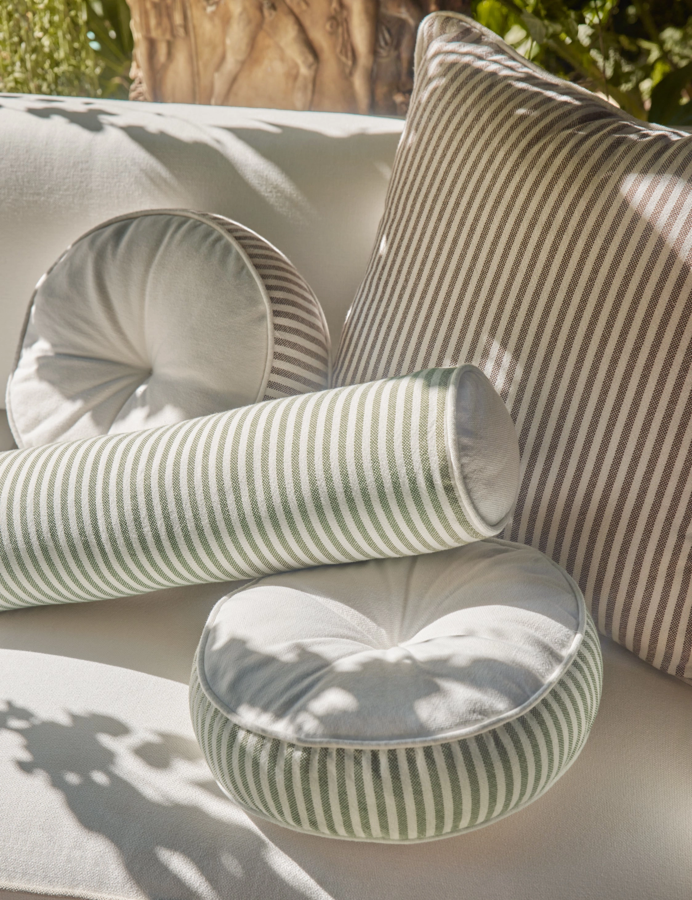 Littu Indoor / Outdoor Striped Disc Pillow by Sarah Sherman Samuel