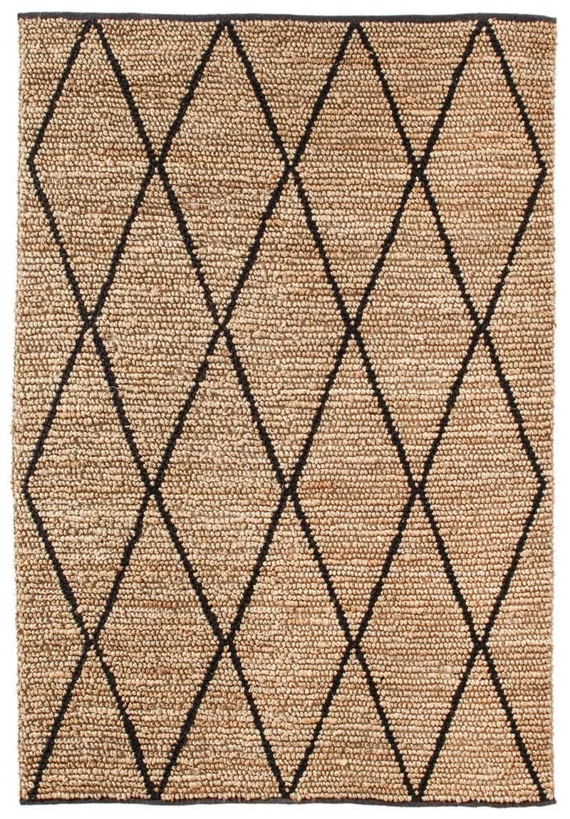 Livia Diamond Pattern Natural Jute and Cotton Rug *NO RETURNS UNLESS FAULTYmodern color block patchwork rug