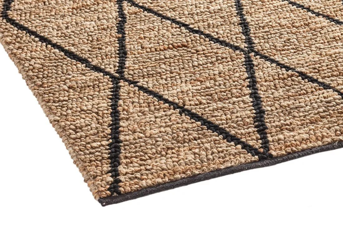 Livia Diamond Pattern Natural Jute and Cotton Rug *NO RETURNS UNLESS FAULTY