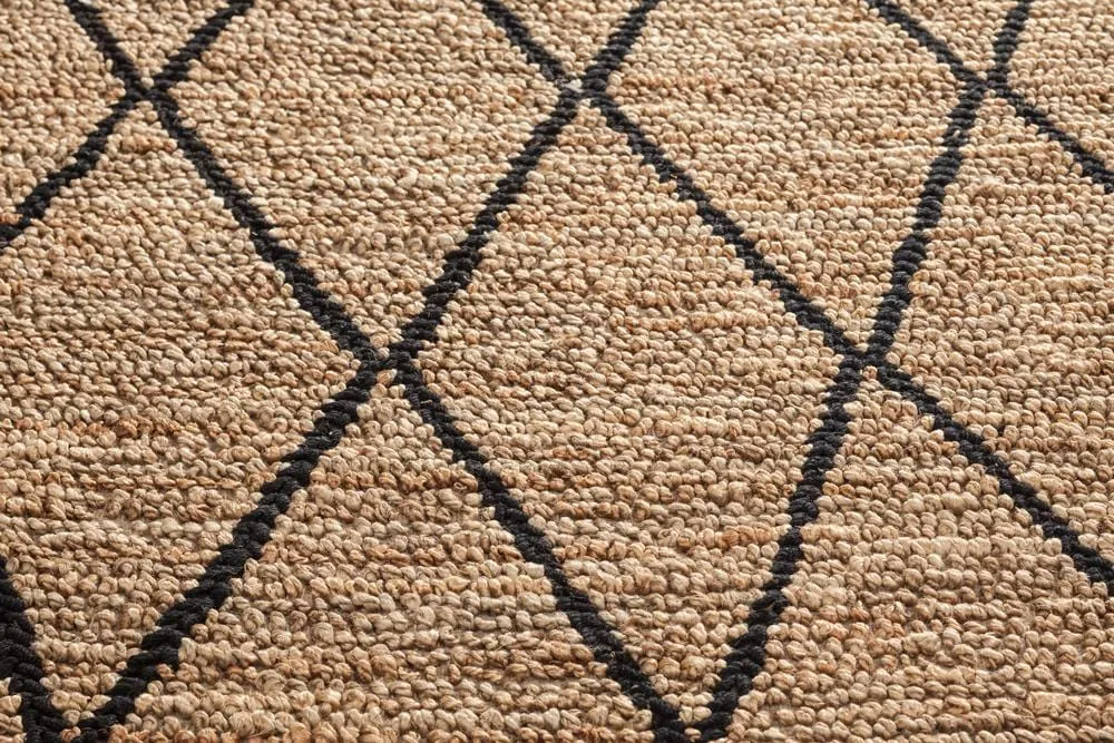 Livia Diamond Pattern Natural Jute and Cotton Rug *NO RETURNS UNLESS FAULTY