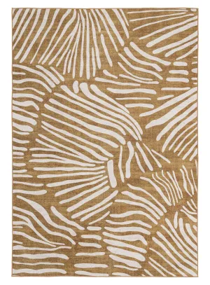 Liya Brown Palm Print Washable Rugmodern color block patchwork rug