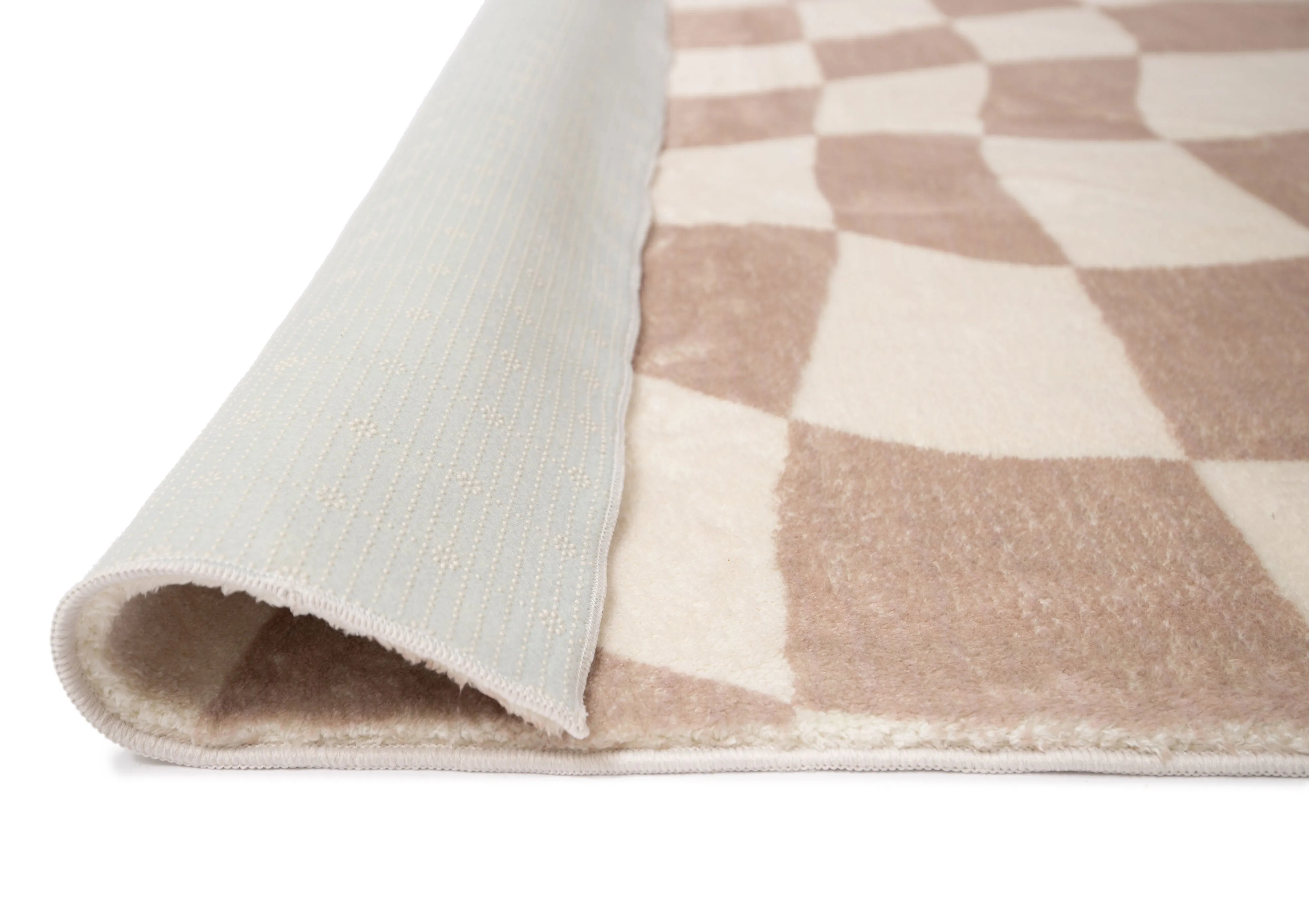 Logan Beige and Ivory Abstract Checkered Washable Rug