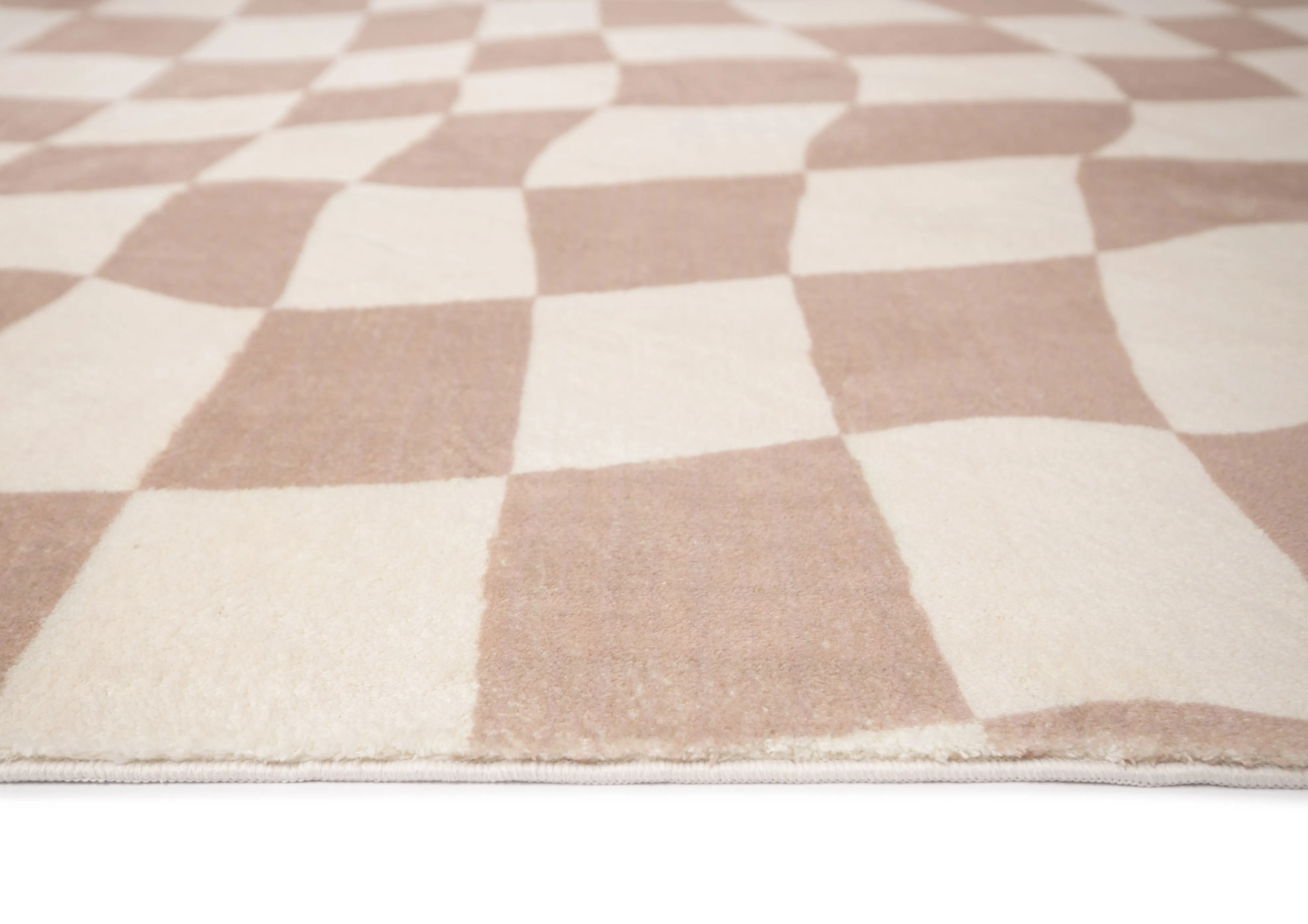 Logan Beige and Ivory Abstract Checkered Washable Rug