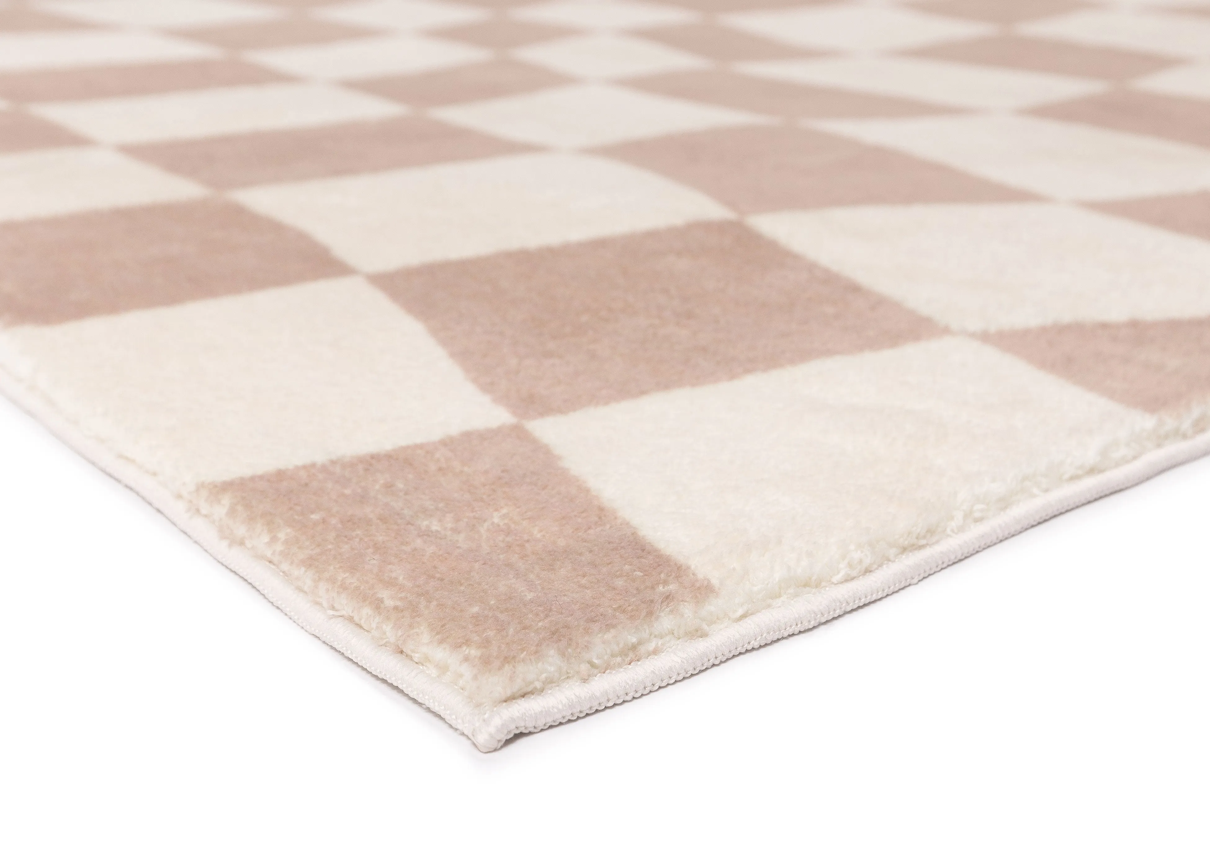 Logan Beige and Ivory Abstract Checkered Washable Rug