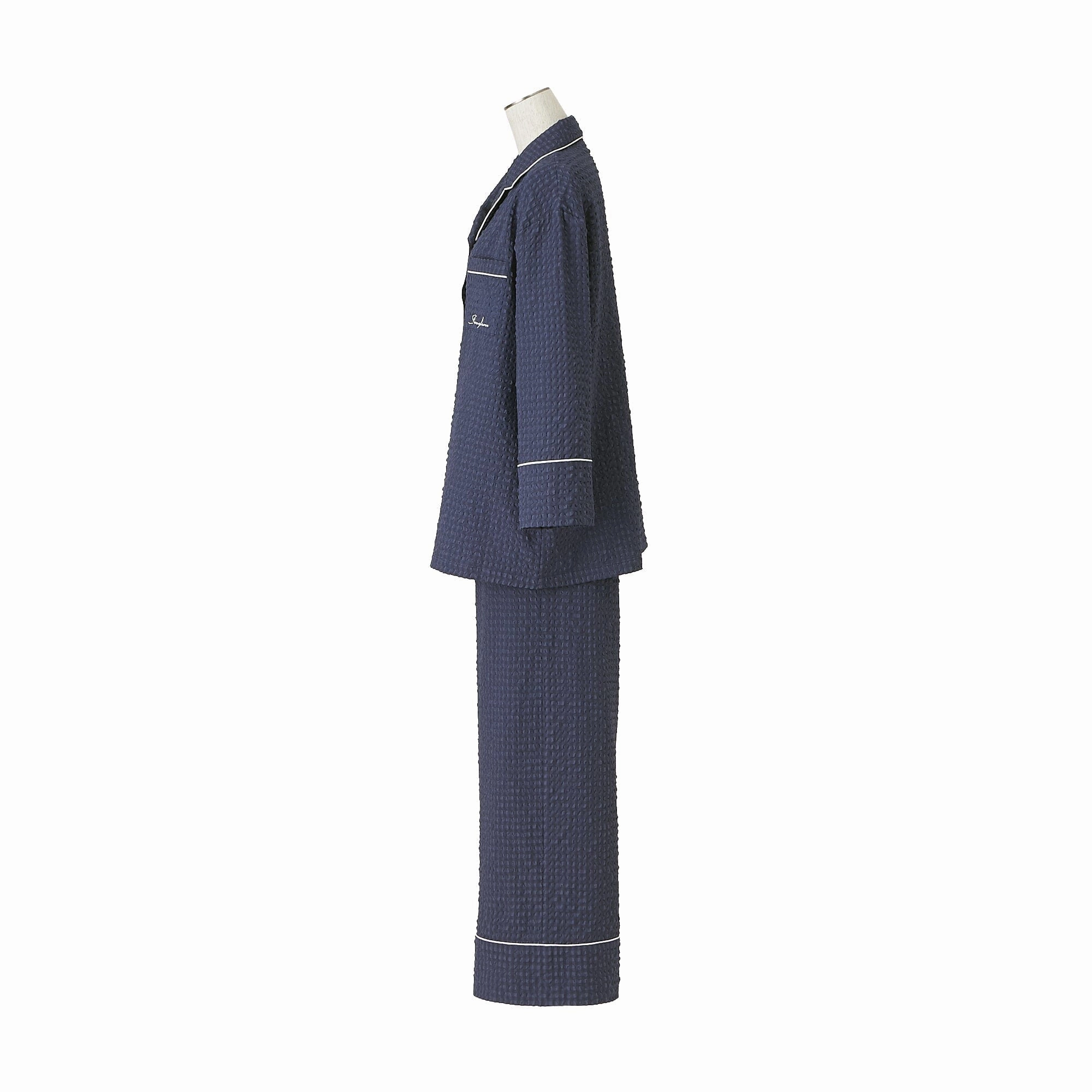 Logo Check Jacquard Pajamas With Embroidery Navy