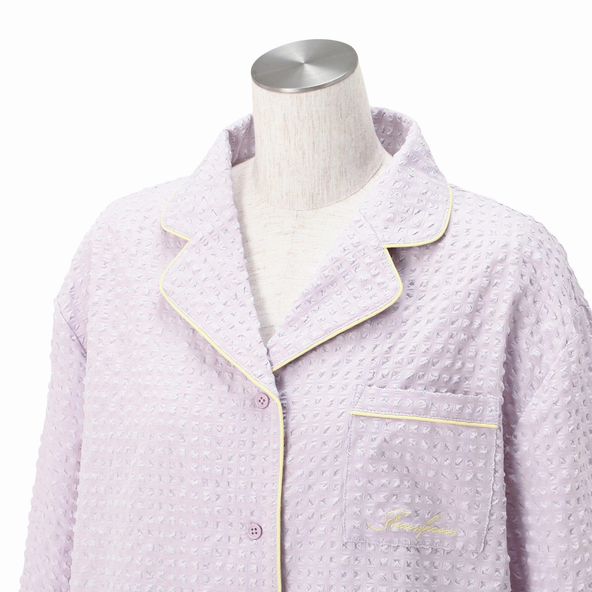 Logo Check Jacquard Pajamas With Embroidery Purple