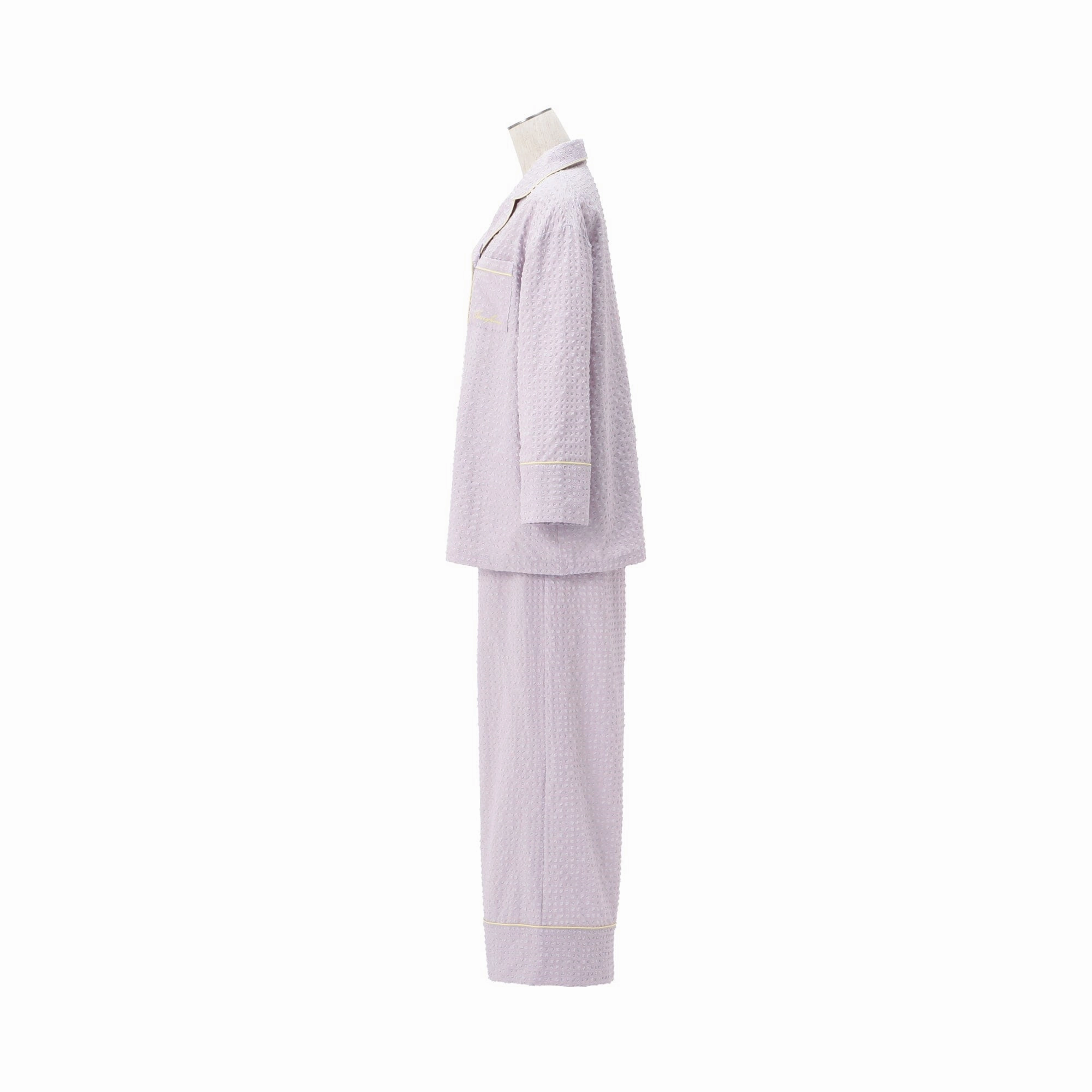 Logo Check Jacquard Pajamas With Embroidery Purple