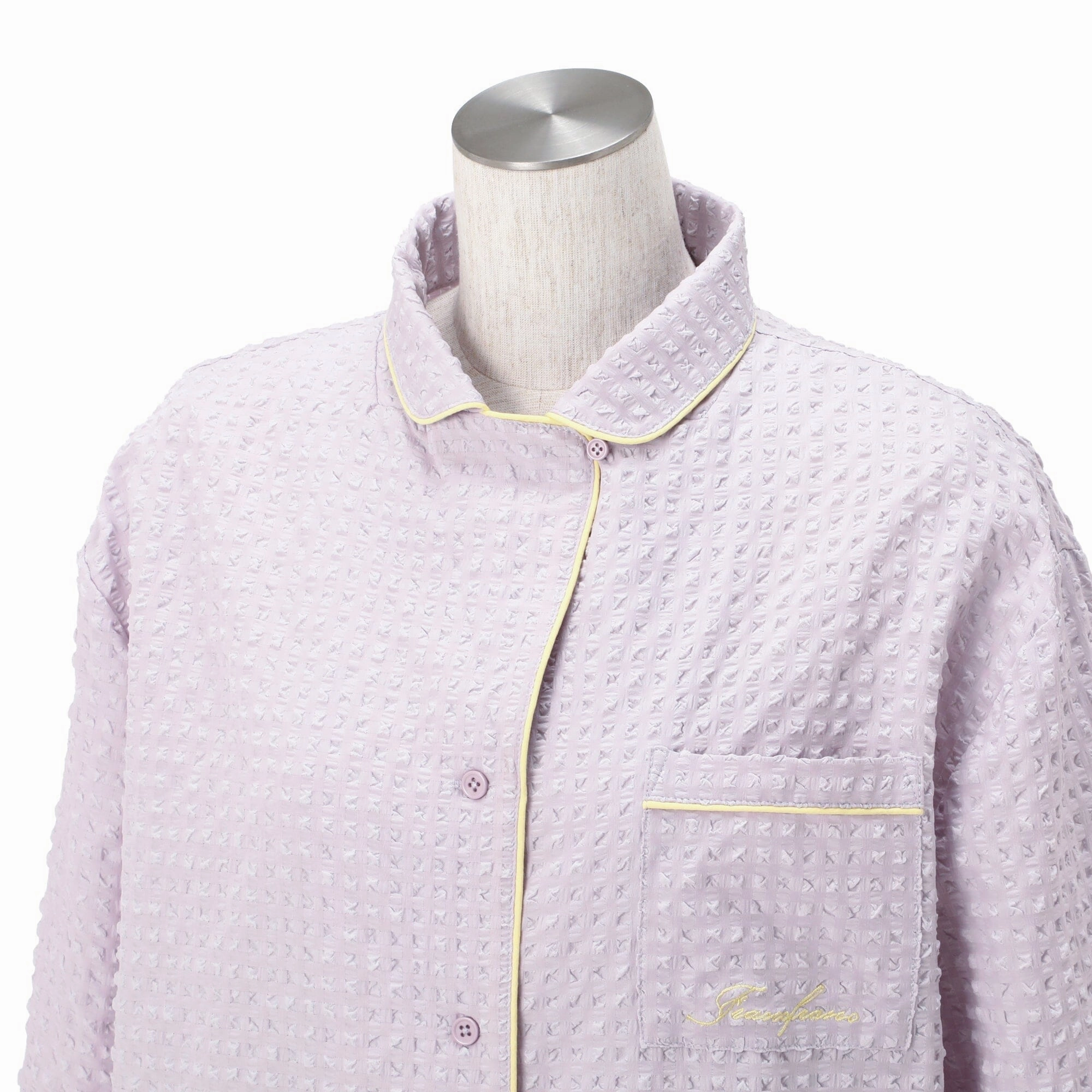 Logo Check Jacquard Pajamas With Embroidery Purple
