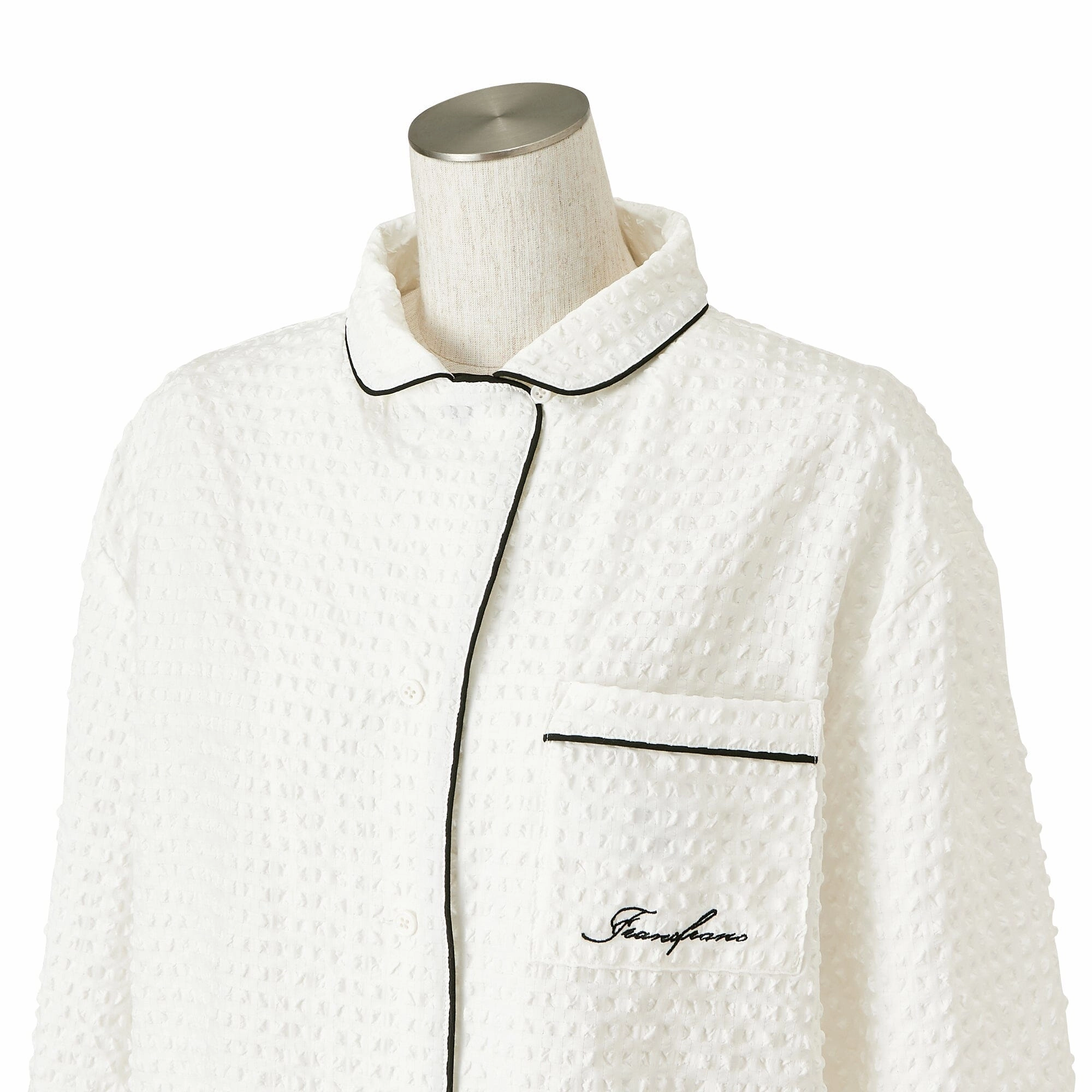 Logo Check Jacquard Pajamas With Embroidery White