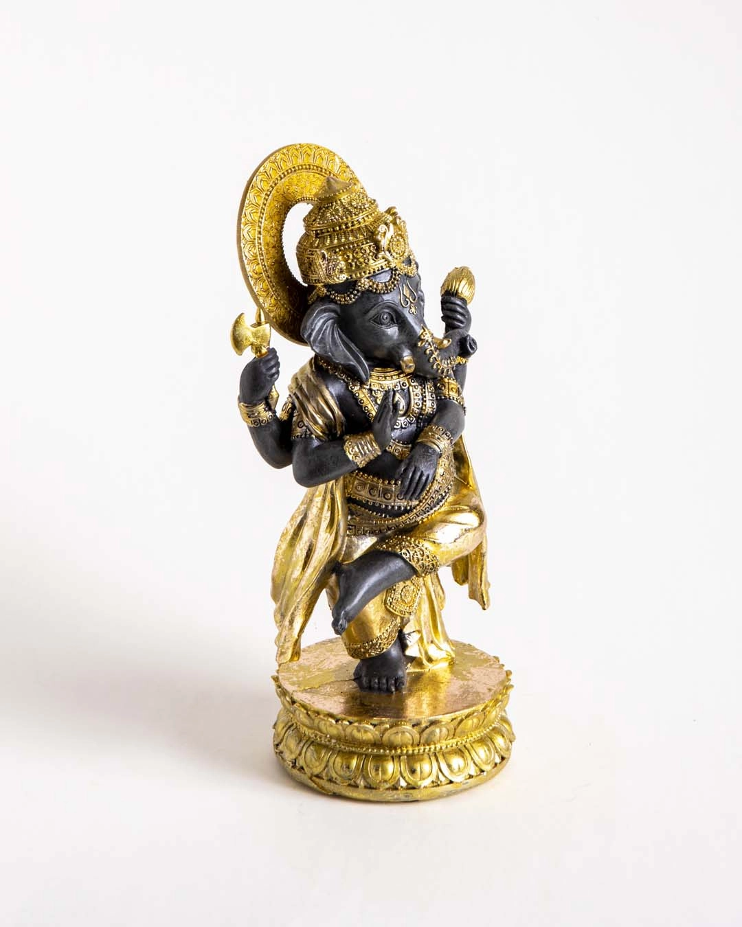 Lord Ganesh Standing on One Leg - Black & Gold