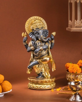 Lord Ganesh Standing on One Leg - Black & Goldhome decor ,wall decor 